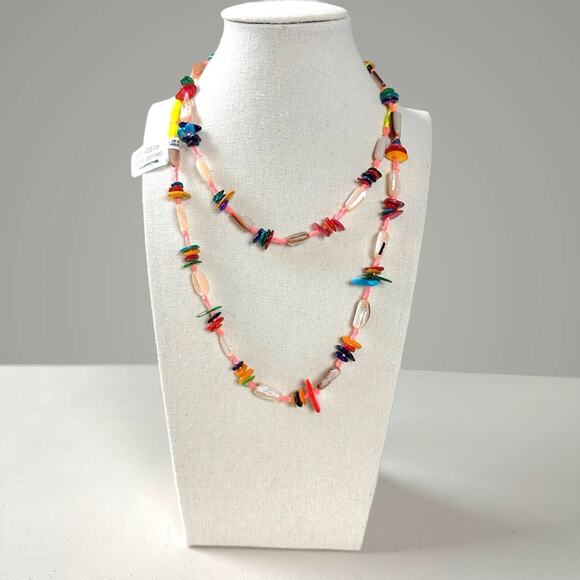 Free People Ariana Ost At The Market Necklace Pink NWT Belly Chain Shells Beach - Picture 5 of 16